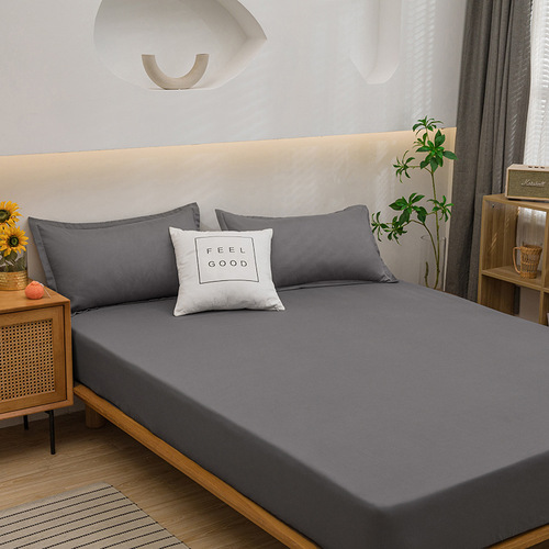 Single Piece Japanese Style Solid Color Aloe Cotton Dustproof Bed Sheet Full Cover Mattress Protector Non-Slip Mattress Cover