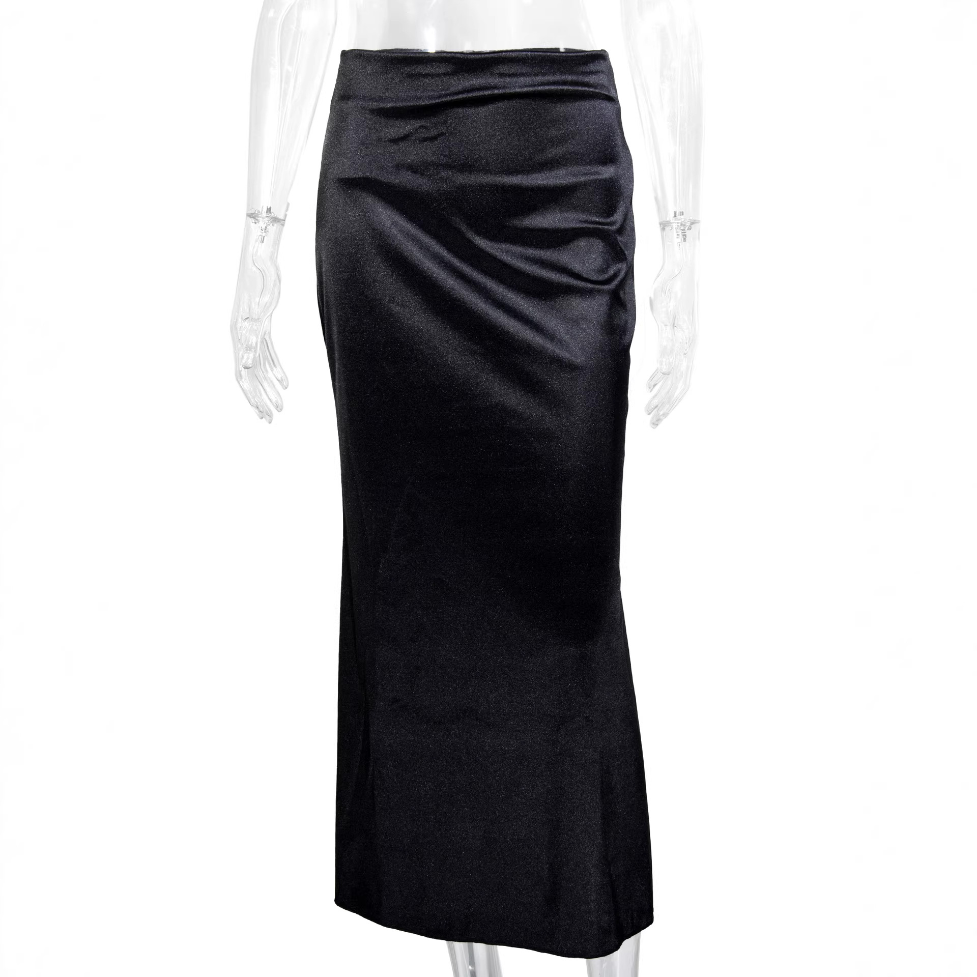 Cross-Border European and American Style Autumn and Winter Hot-Selling Drapey Skirt, High-Waisted Slimming Elegant Hip-Hugging Straight Skirt