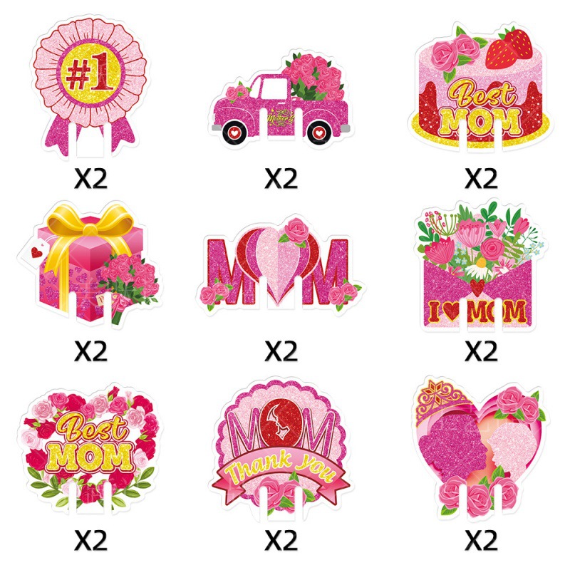 Tarjeta de inserción de botella de vino de fiesta del día de la madre transfronteriza accesorios de decoración de cumpleaños de la madre