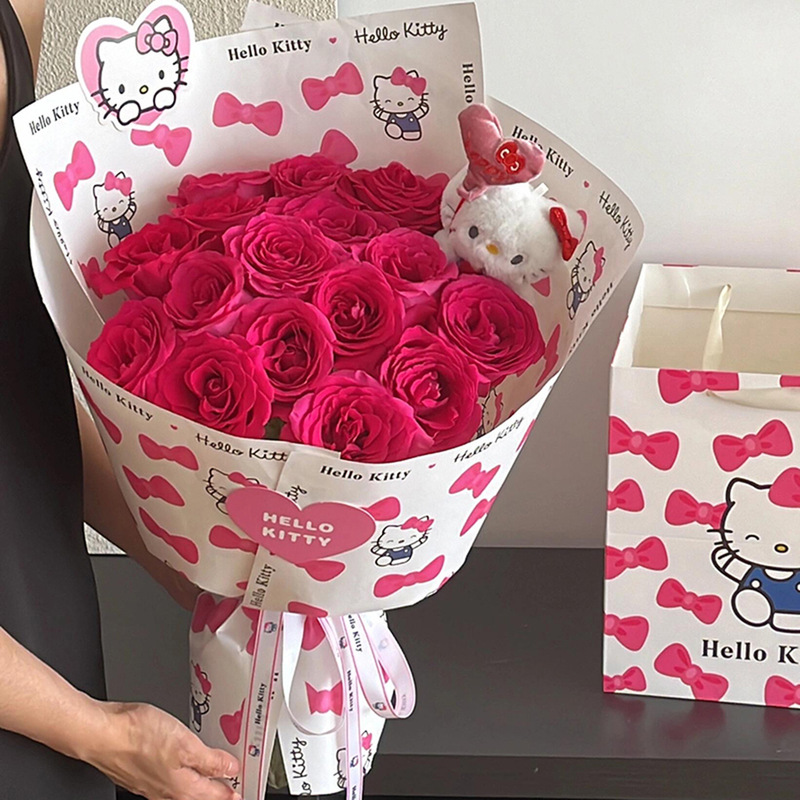 永生花玫瑰花束蝴蝶结Kitty仿真香皂花高级感送女友闺蜜生日礼物|undefined