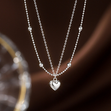 韩国韩版S925纯银双层爱心项轻奢高级感女叠戴款颈链锁骨链小众