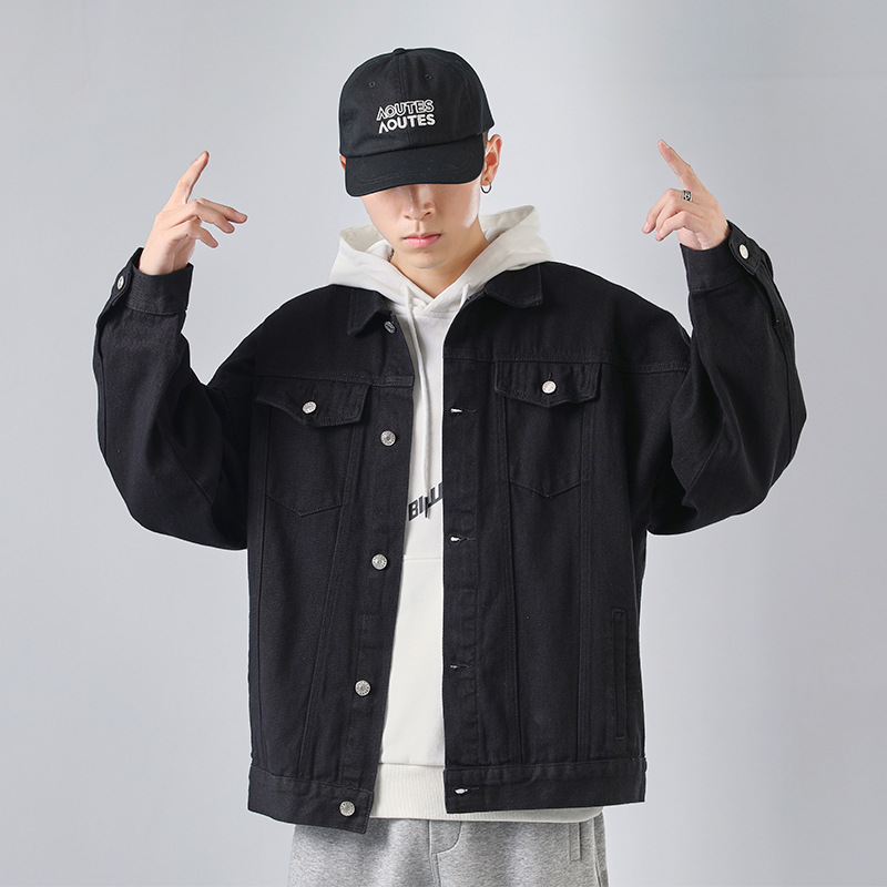 DBN chaqueta de mezclilla blanca para hombres y mujeres BF estilo coreano suelta ropa de trabajo casual de pareja superior de moda chaqueta japonesa