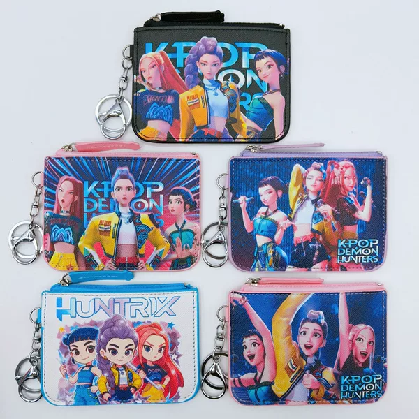 Cross-Border K-Pop Hunter Girl Group Card Holder Coin Purse Leather Card Holder Coin Purse with Keychain Pendant