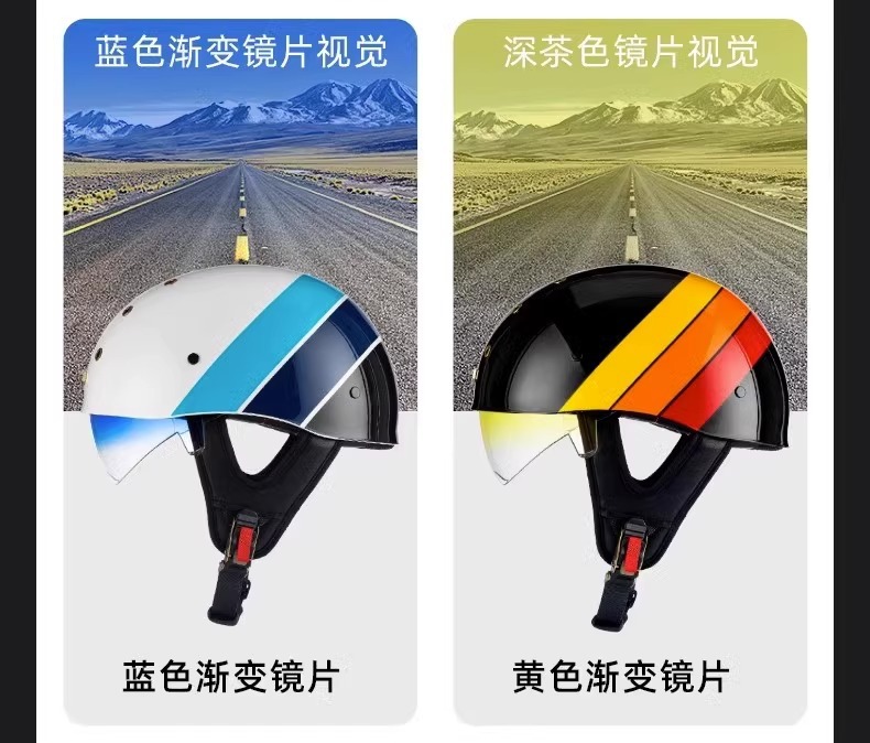 Motorcycle Summer Retro Half Helmet Breathable Cruising Helmet Electric Vehicle Ultra-Light Unisex Helmet 3C Certified