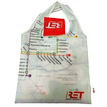 厂家定制210D黑白色方包可回收的涤塔夫牛津布折叠购物袋礼品袋