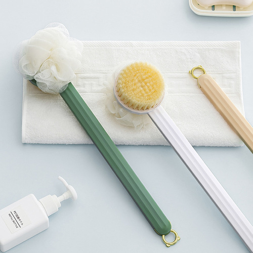 Bath brush, back rub brush, long handle, soft-bristled double-sided bath brush, mud removal, dust removal, bath brush back artifact