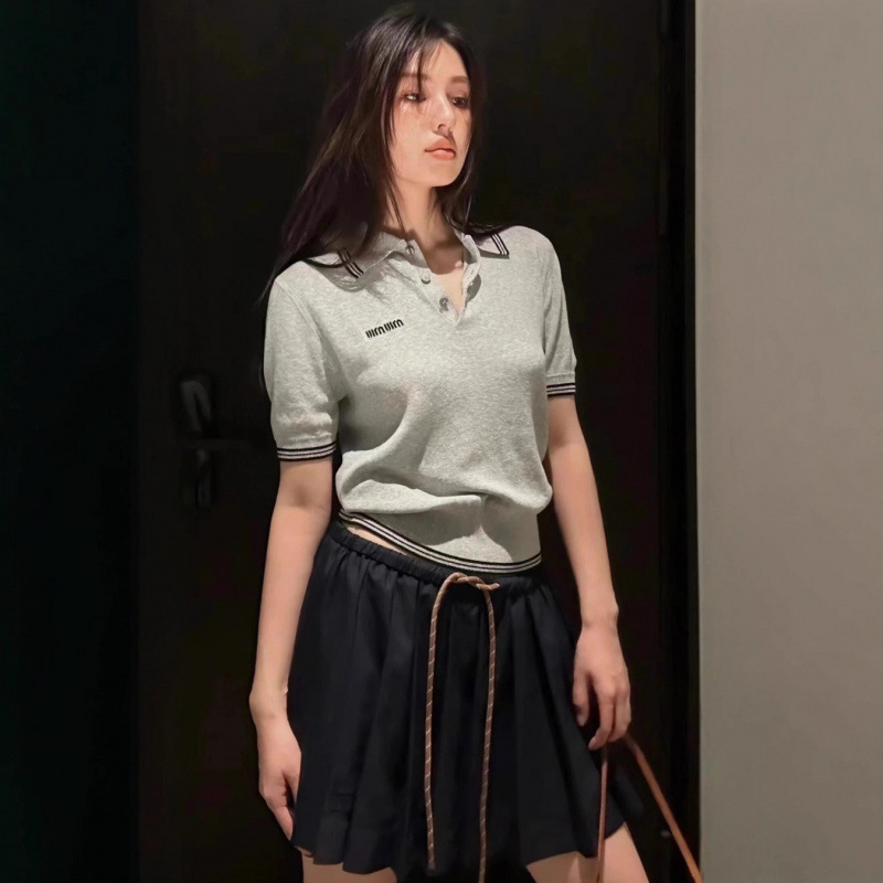 mm家25ss春夏新款减龄少女polo领设计针织上衣时尚百搭|undefined