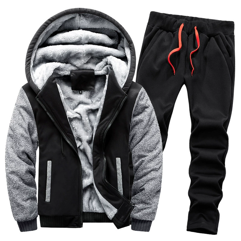 Костюм-свитер на флисовой подкладке, мужской утолщенный теплый зимний Кардиган, камуфляж, спортивная одежда из двух предметов, D6002