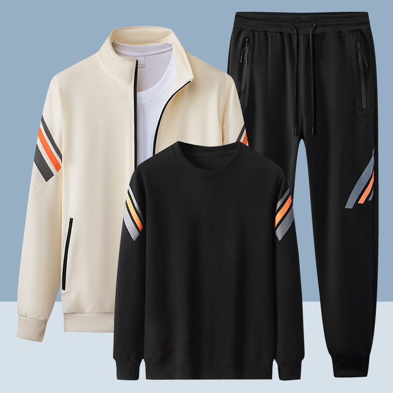 Otoño y invierno pareja de tres piezas juego de carreras deportivas casuales camisetas cardiganes chaqueta universal para hombres y mujeres