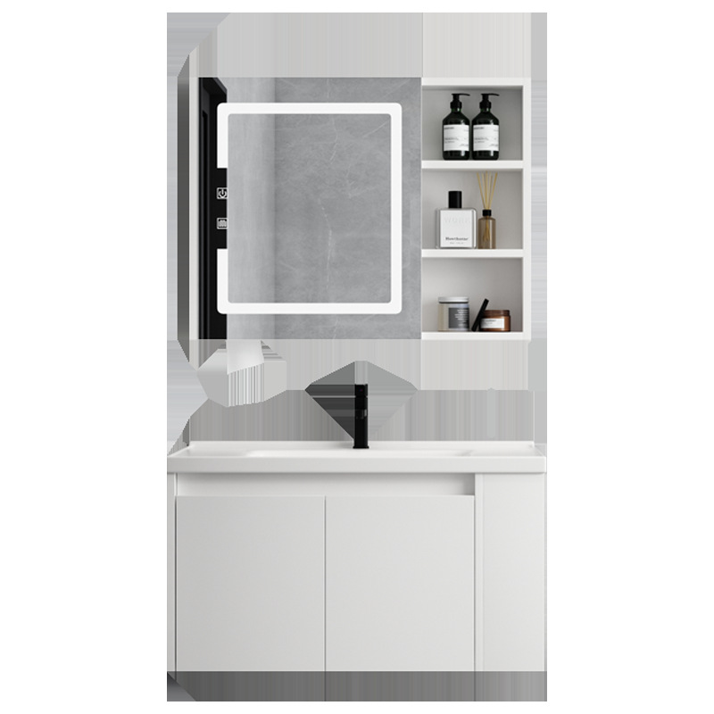 Combinación de gabinete de baño de madera maciza moderno baño minimalista lavabo lateral gabinete de inodoro de almacenamiento