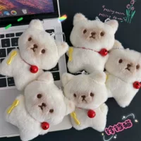 Мультфильм милый писк сухой рис кошка цепочка для ключей колокольчик рюкзак подвеска куклы девчушка сердце подарок плюшевые подвески