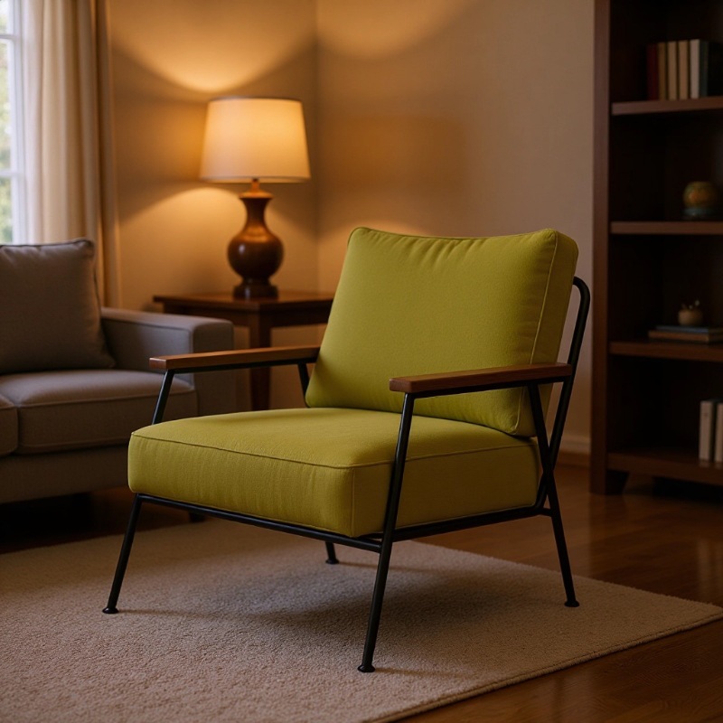 Nordic Light Luxury Single Chair Small Apartment Living Room Balcony Iron Sofa Chair Minimalist Cafe Sofa Leisure Chair