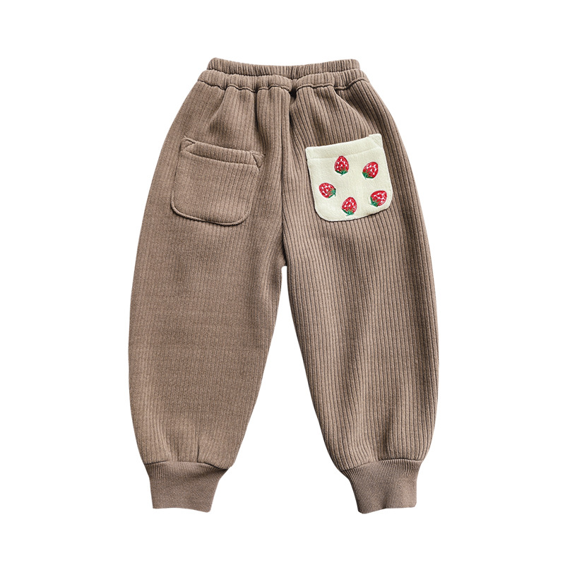 Wintercordhose für Mädchen mit dickem Samt, kleine und mittlere einteilige Freizeithose aus Samt, Sporthose für Kinder_voghion.com