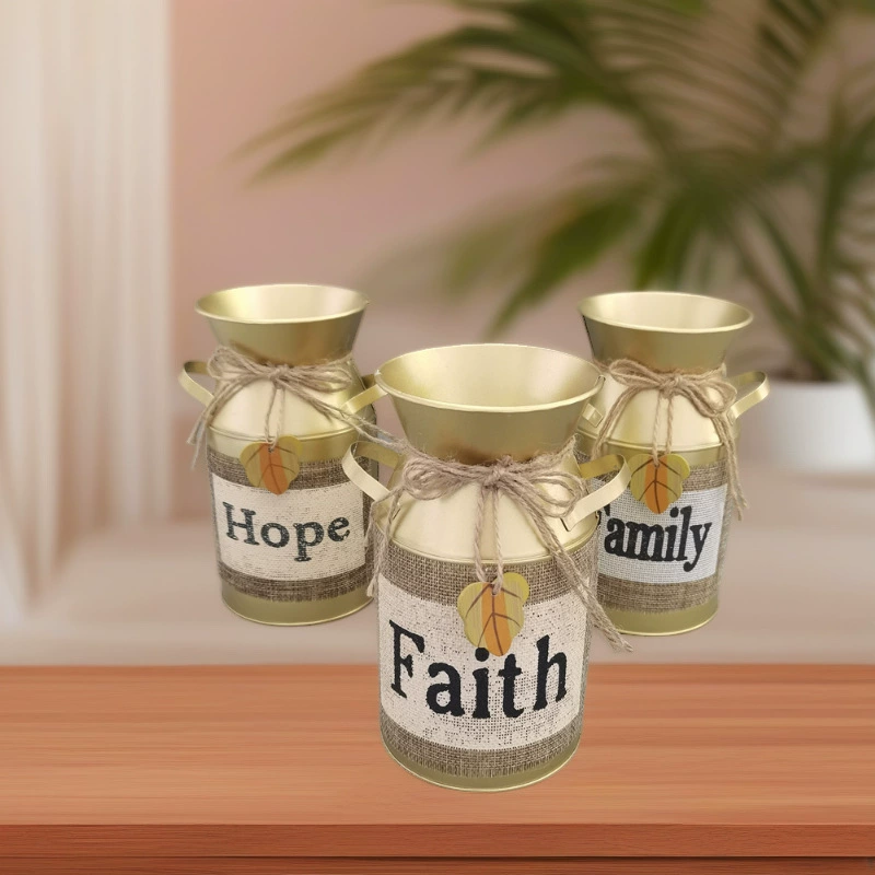 Производитель поставляет золотую двойную железную вазу с цветочным горшком с металлическим декоративным ремеслом для дома