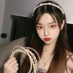 Korean Style Minimalist Influencer Pearls Face Mask Headband Metal Hair Accessory Super Cute Sweet Personality Gentle Wind Girl Hairstyle Accessory
