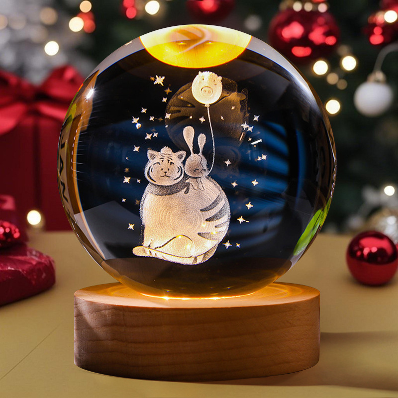 Astronauta luminosa bola de cristal lámpara de noche 3D escultura decoración de mesa para reuniones de estudiantes regalos personalizados