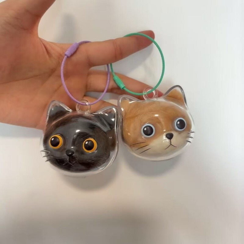 透明猫毛収納ボックス 吊り下げガシャポン 猫毛収納カプセル ガシャポンバッグ キーホルダー ペンダント 記念品|undefined