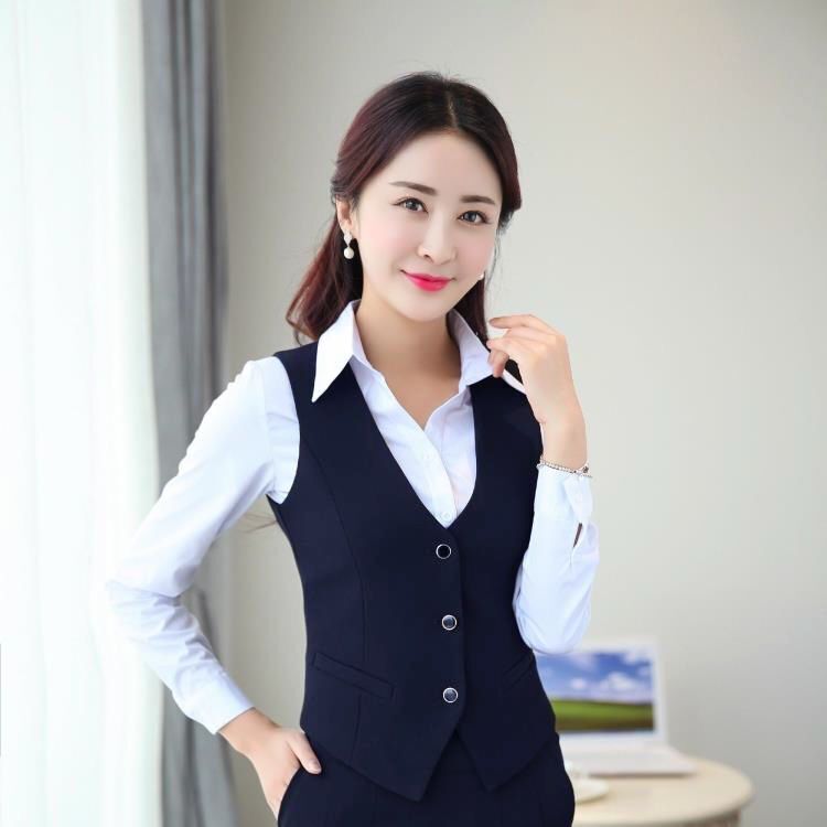 女性のベストの新型の職業の服装の2023年と秋の韓国版の修身の馬は作業服のベストの工装の銀行の肩の女性を挟みます。|undefined