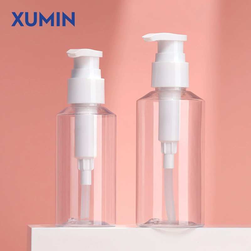 Упаковочные материалы для косметики в наличии: прозрачная бутылка с наклонным плечом и помпой для лосьона 100-150 мл, бутылка для розлива антисептика.