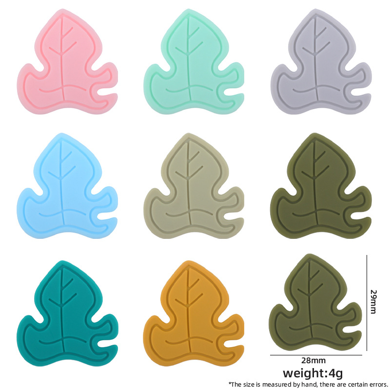 Bebé suministros de dibujos animados cuentas hoja de silicona DIY bebé mordedura chupete cadena mordedor pulsera accesorios de juguete