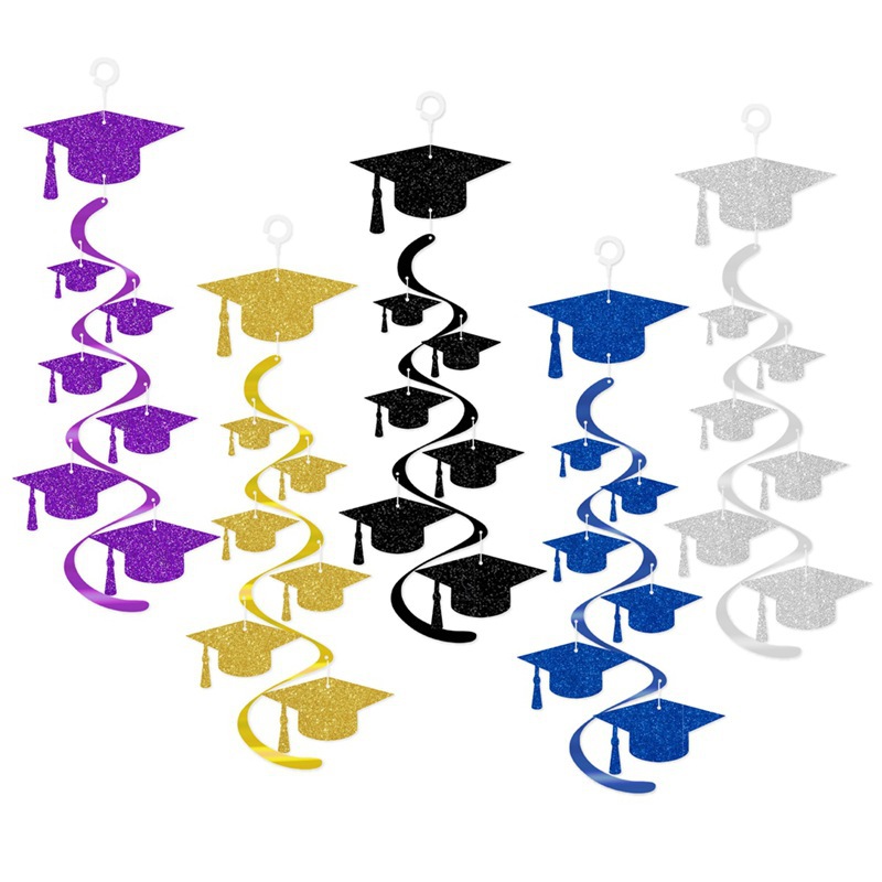 Nueva decoración de la fiesta de graduación campana de viento espiral colgantes de grados sombrero espiral colgante accesorios de decoración de graduación