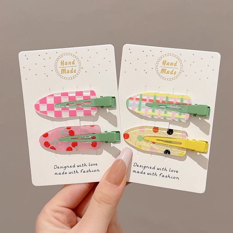 Clip de pelo de verano colorido lindo sin marcas clip de pelo de laterales mujeres frente clip de pelo de boca de pato clip de pelo de niños toque de pelo