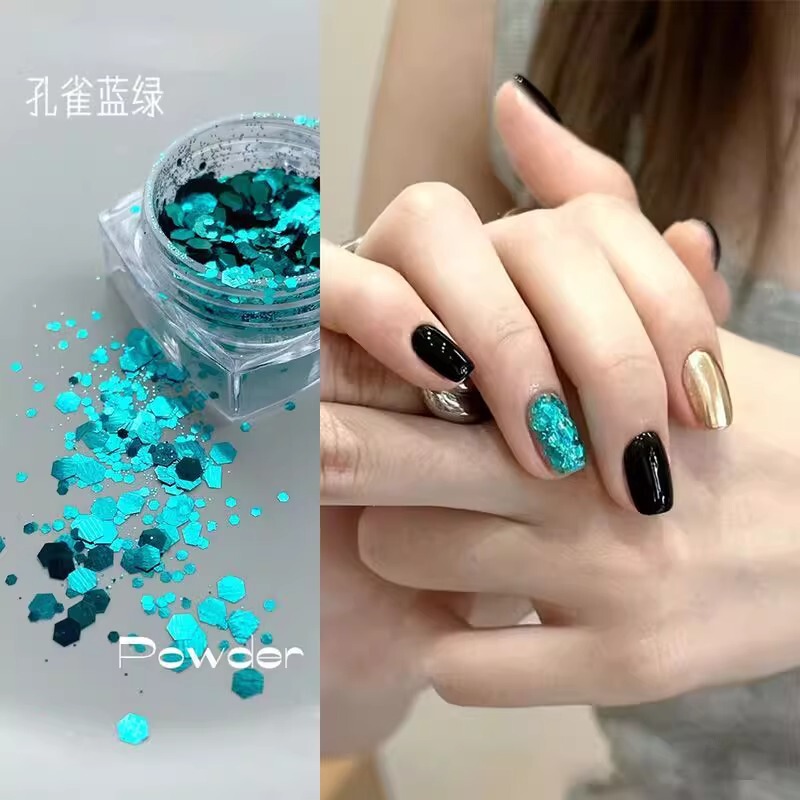 Korean Sequin Peacock Blue Sequin Nail Art Accessories Internet Celebrity Hot Style Beautiful Hexagonal Mermaid Blue Nail Art Accessories Korean Sequin Peacock Blue Sequin Nail Art Accessories Internet Celebrity Hot Style Beautiful Hexagonal Mermaid Blue Nail Art Accessories