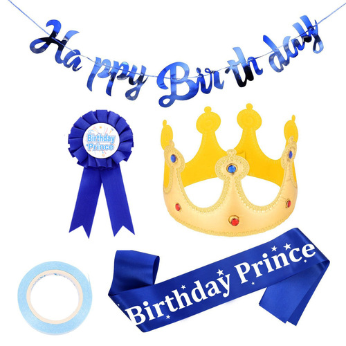 Manufacturer's birthday party boy birthday set shoulder strap boutonniere banner king's hat decoration props
