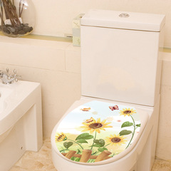 新款創意衛生間廁所裝飾貼畫馬桶花朵向日葵白膜不透明材質 RY-9