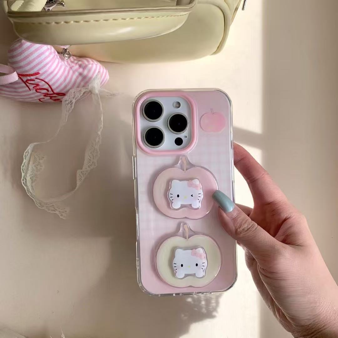 Linda niña corazón rosa tridimensional KT gato para Apple 15ProMax funda para teléfono móvil 16Pro nicho 14/13 nuevo