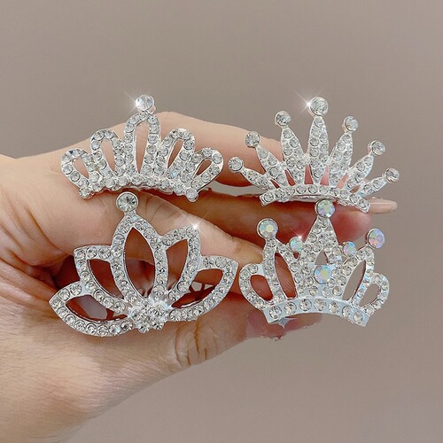 Children's high-end crown tiara princess rhinestone crown comb little girl performance hair comb Korean high-end hairpin