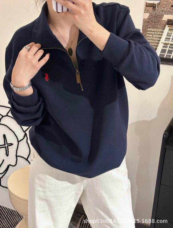 原厂高品质Ralph@拉夫刺绣小马标半拉链立领卫衣男女款纯棉上衣|undefined