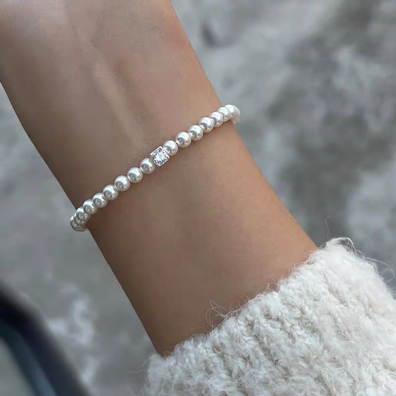 フランスのレトロでシンプルな真珠の弾力性のブレスレット|undefined