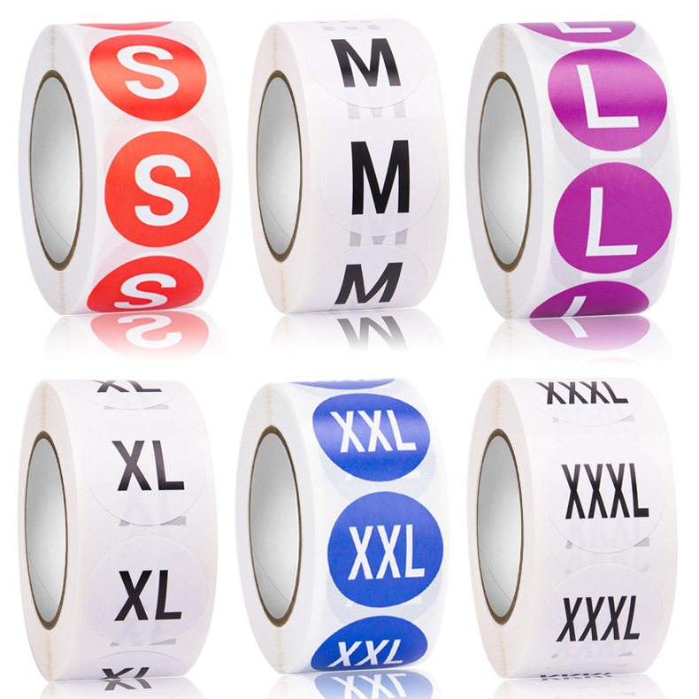 500 stickers clothes size label wholesale clothing shoes and hats size model sticker color round roll stickers