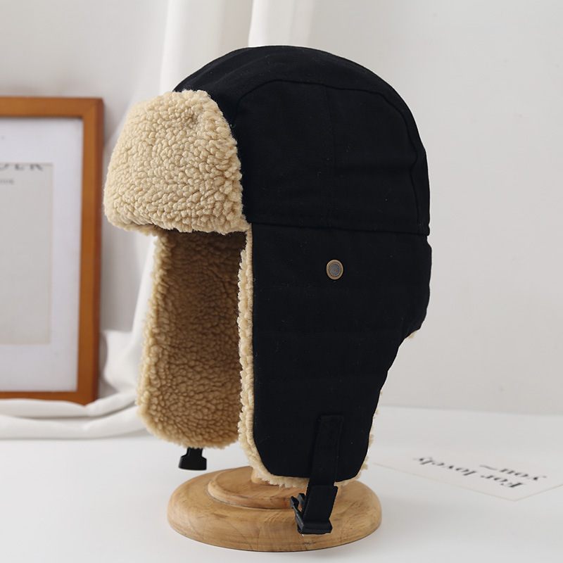 Chapeau de trappeur Lei Feng pour hommes et femmes, chapeau d'hiver de style coréen pour vélo électrique, chapeau de protection des oreilles, chapeau en coton chaud du nord-est, chapeau de pilote de moto_voghion.com