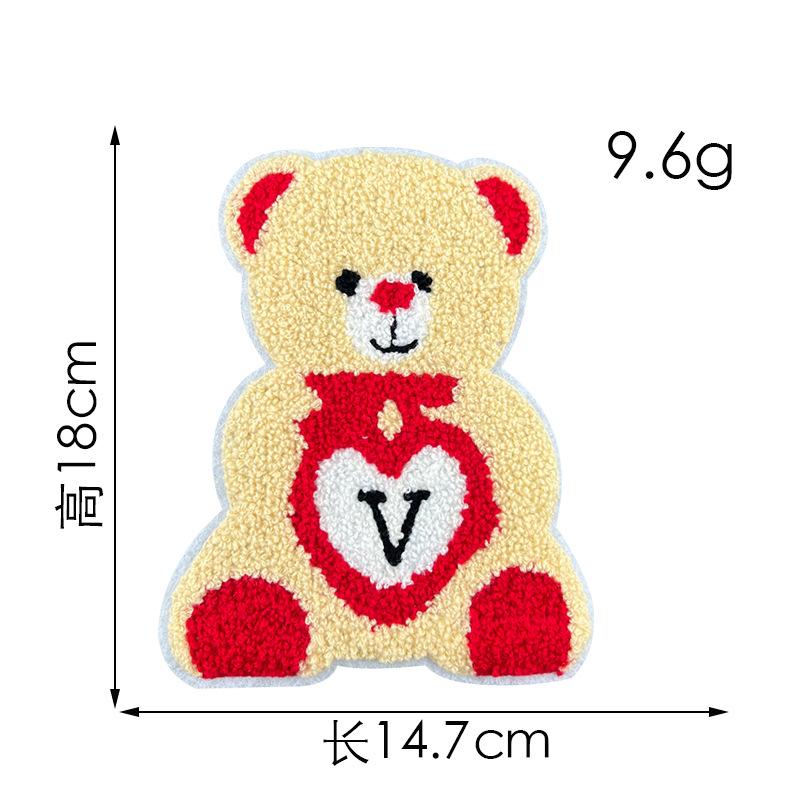 Toalla de oso de dibujos animados pegatinas de tela bordadas spot accesorios de ropa al por mayor ropa de oso abrigo parche de agujero