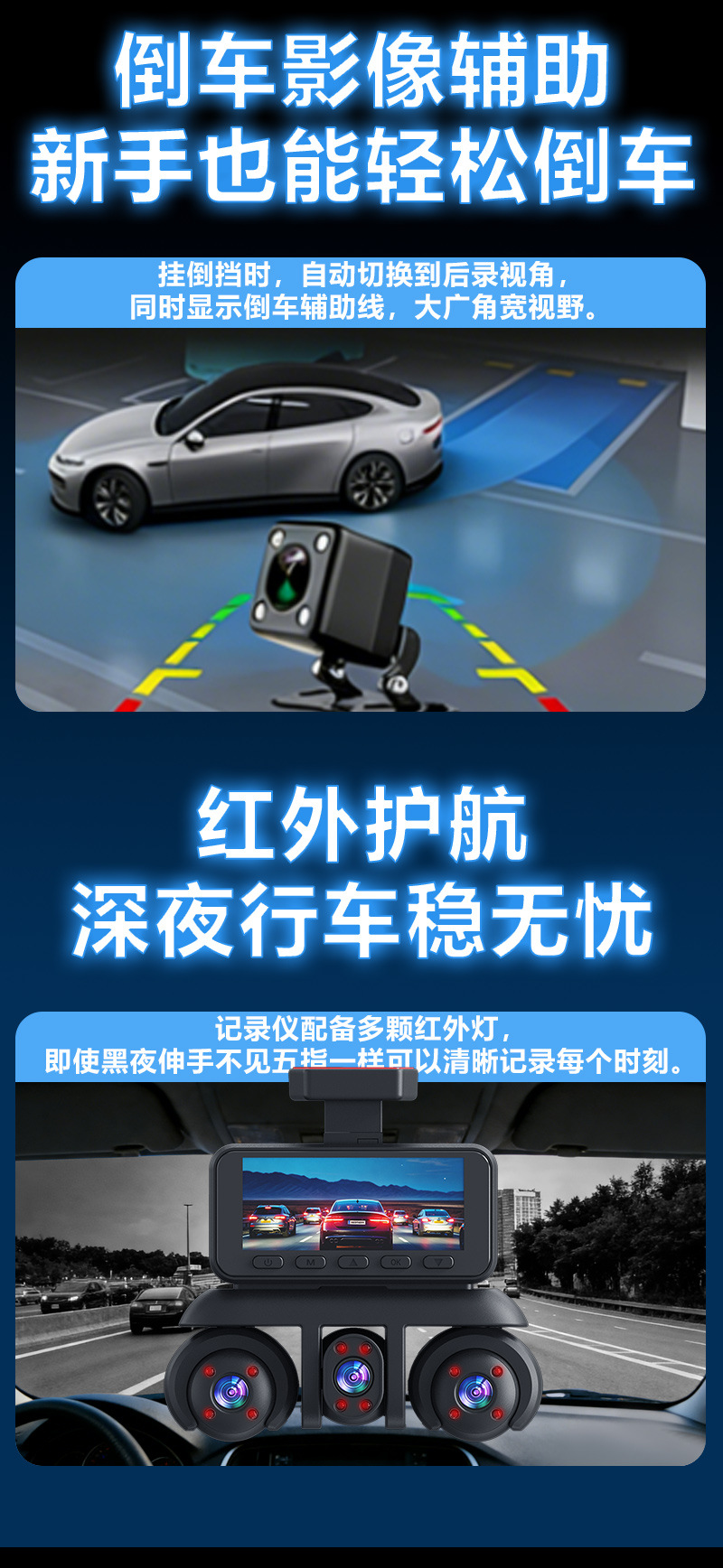 W18-5 Lens Dashcam 3.16-inch 1080P Five-Channel Camera Manufacturer's Best-Selling Product for Foreign Trade and E-commerce on Amazon