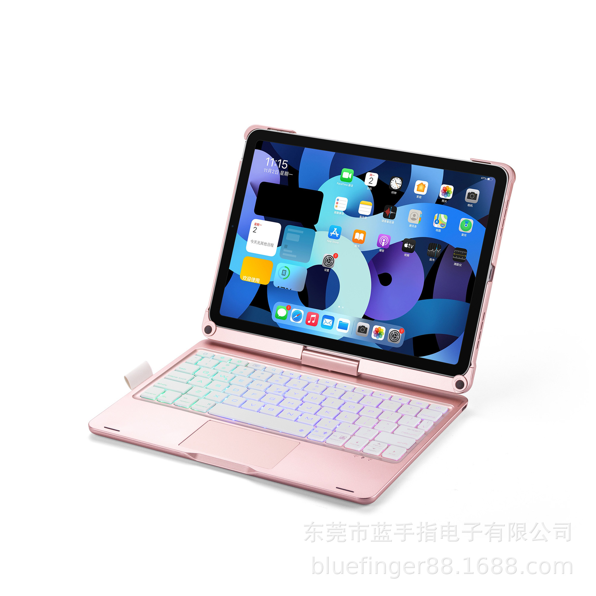 现货iPadPro11寸10.9寸平板电脑通用360度旋转带触摸背光蓝牙键盘详情58