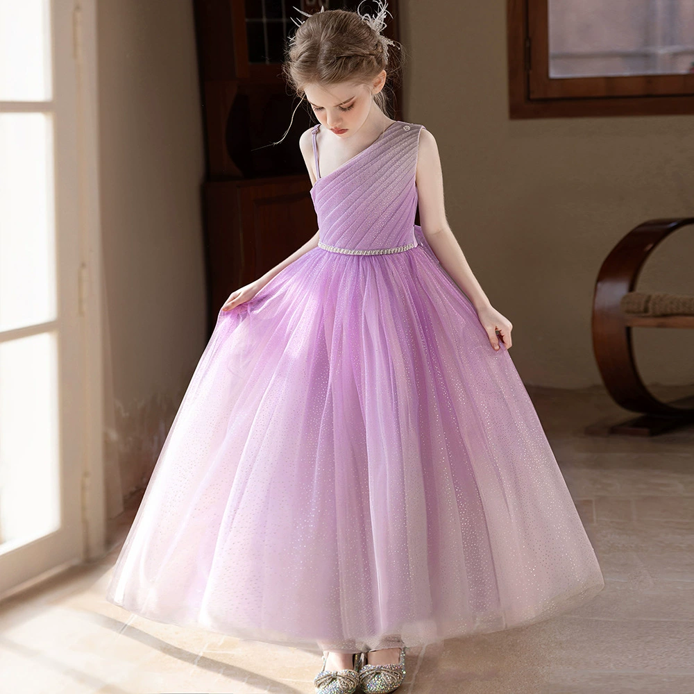 Платье цветочницы фиолетовое платье на одно плечо для девочек