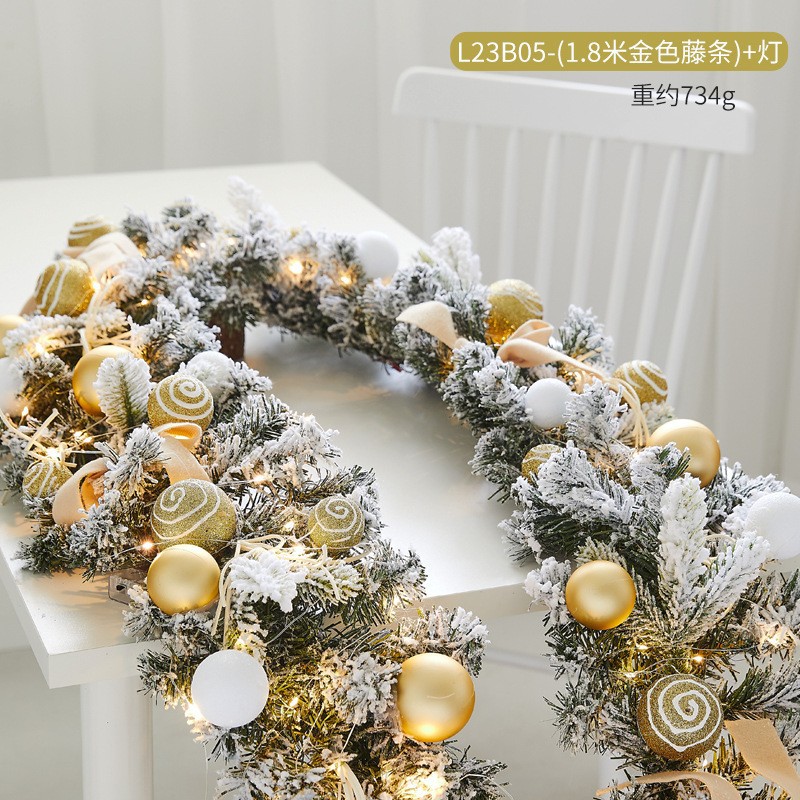 クリスマス装飾品創意暗号化植毛雪花藤条ホテルデパートのショーウインドーのドアの階段手すりの配置