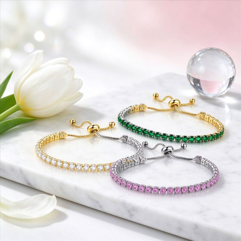 Cross-Border Hot-Selling Round 4mm Copper Zircon Bracelet with Adjustable Pull Chain, Crystal Tennis Bracelet, Factory Wholesale in Stock Cross-Border Hot-Selling Round 4mm Copper Zircon Bracelet with Adjustable Pull Chain, Crystal Tennis Bracelet, Factory Wholesale in Stock