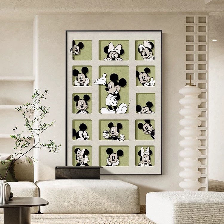 米奇现代简约装饰画可爱卡通儿童房挂画落地大幅玄关画餐厅摆画|undefined