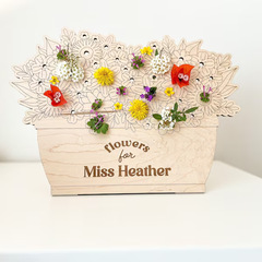 Cross-border Teacher's Day Wooden Craft Ornament Creative Flower Stand Home Decor Gift DIY Wood Flower Arrangement Ornament