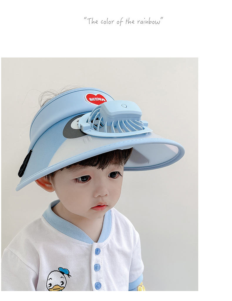 Baby Topless Summer Rechargeable Fan Sun-proof Big Brim Gradient Color Transparent Hat display picture 6