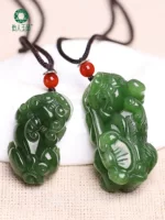 Натуральный кулон Pixiu из яшмы Богатый кулон Pixiu кулон Yu Pei мужское ожерелье пара Ping An нефритовый кулон