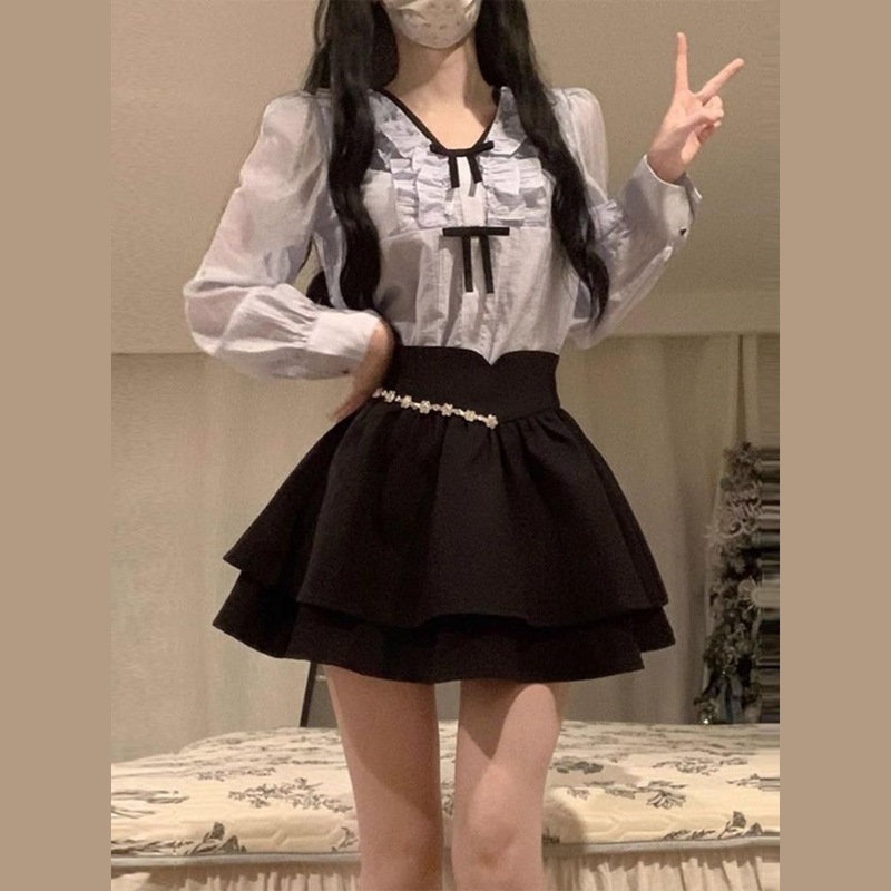 秋装搭配一整套韩剧穿搭茶系小个子辣妹甜美小香风连衣裙子套装女|undefined