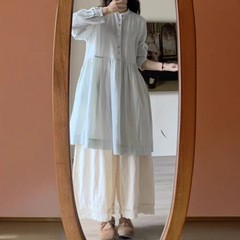 薄手ラミー麻ゆるいワンピース重ね着スカート2025春夏新品快適柔らかい