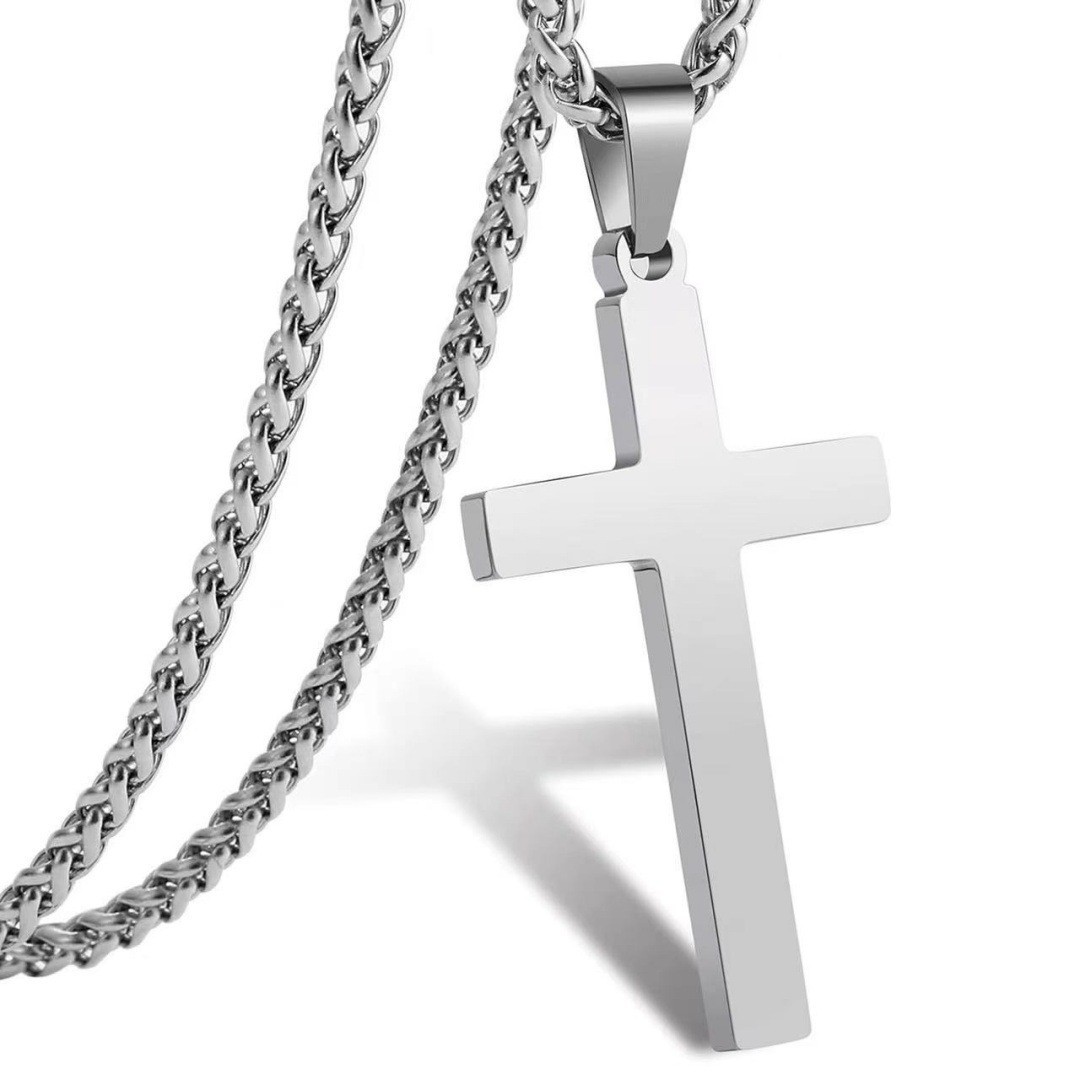 Collana con pendente a croce in acciaio inossidabile unisex_voghion.com