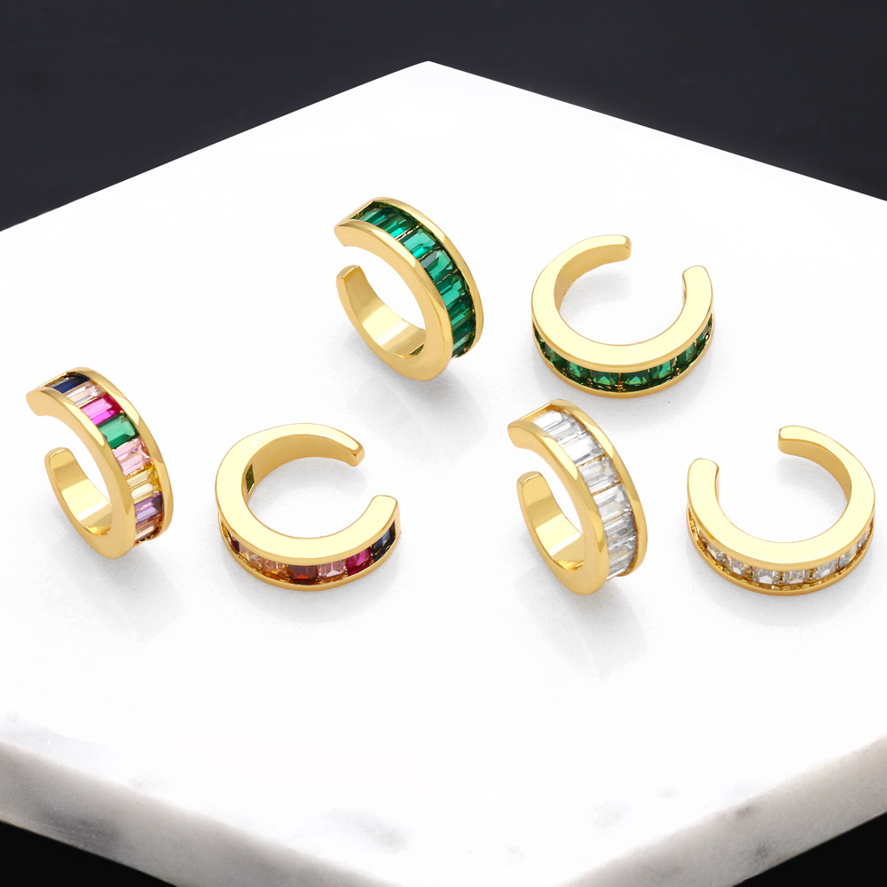 Fashion Geometric Copper Inlay Zircon Ear clips 1 Pair