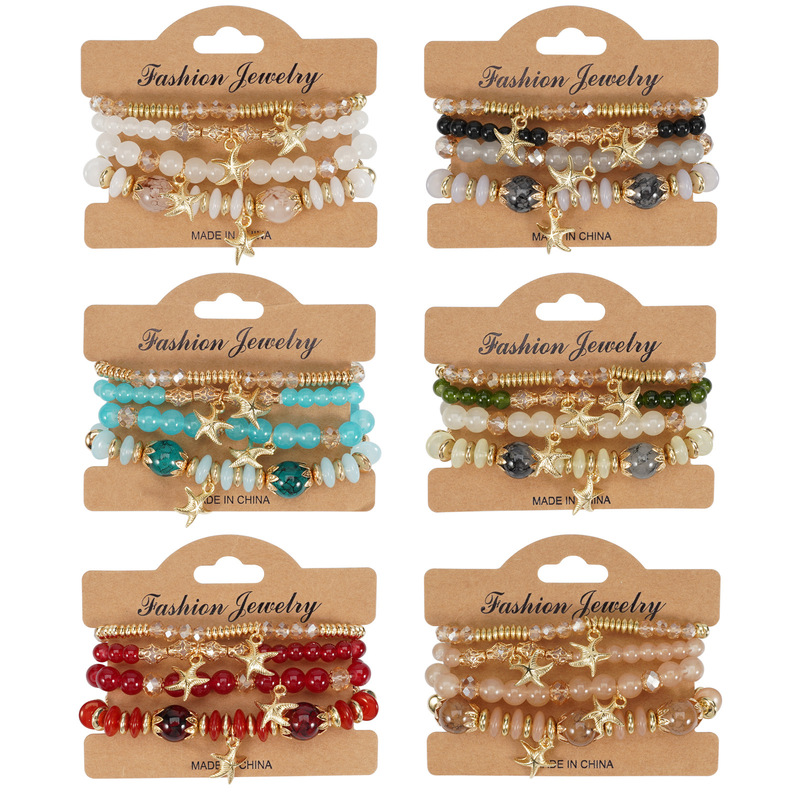 European and American Cross-Border Jewelry Bracelets Wholesale Starfish Pendant Artificial Crystal Beaded Bracelets Bohemian Multi-Layer Bracelets European and American Cross-Border Jewelry Bracelets Wholesale Starfish Pendant Artificial Crystal Beaded Bracelets Bohemian Multi-Layer Bracelets